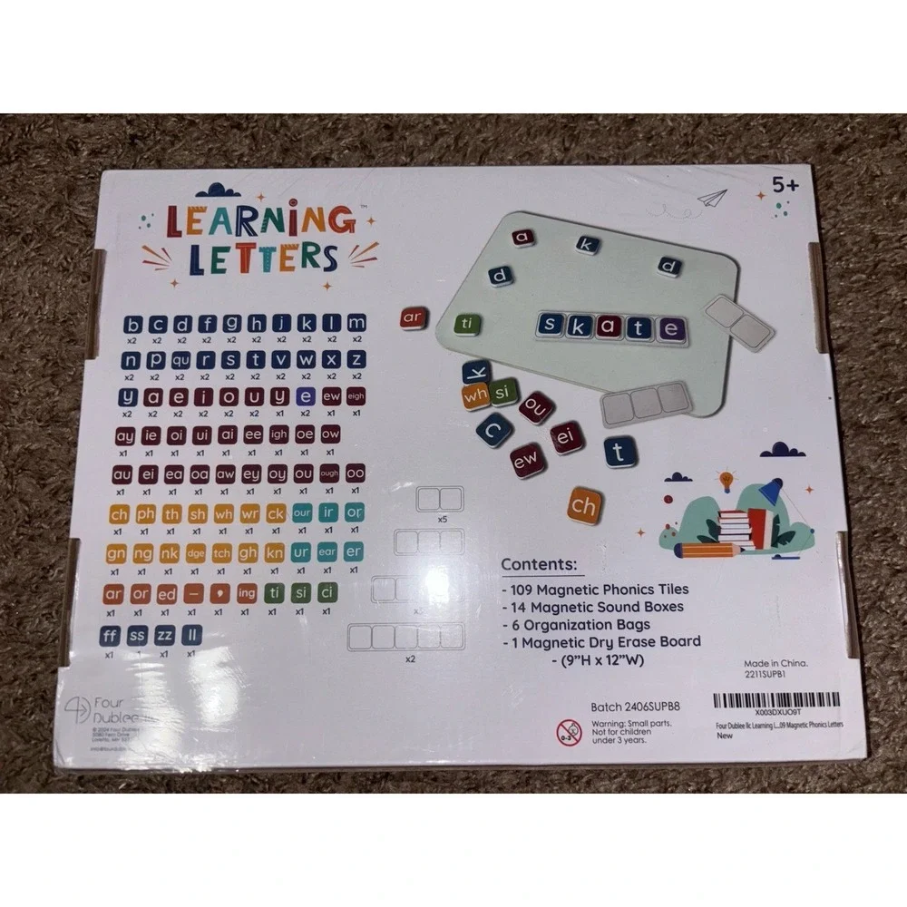 Learning‎ Letters Magnetic Phonics Tiles Sound Boxes set by Four Dublee NEW